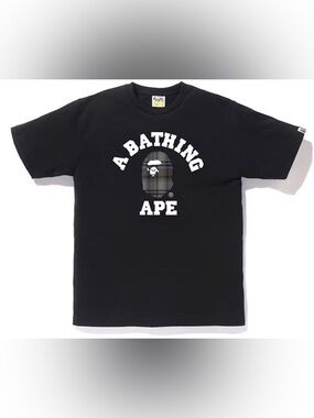 Brand new Bape Check College T-Shirt black/ A Bathing Ape size Large